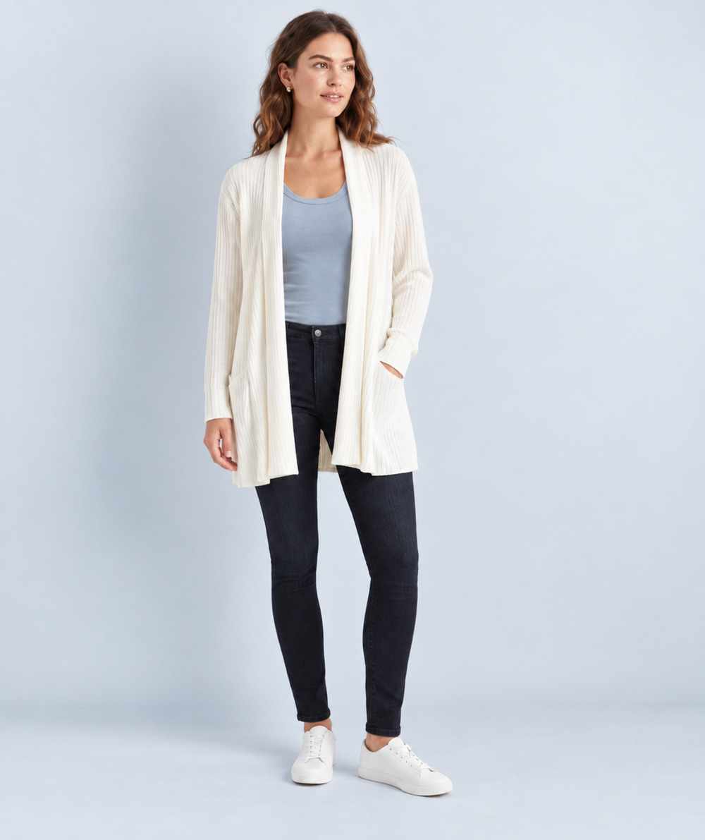 NEW Karen Scott cream bouclé cardigan Women’s Open Front , XL